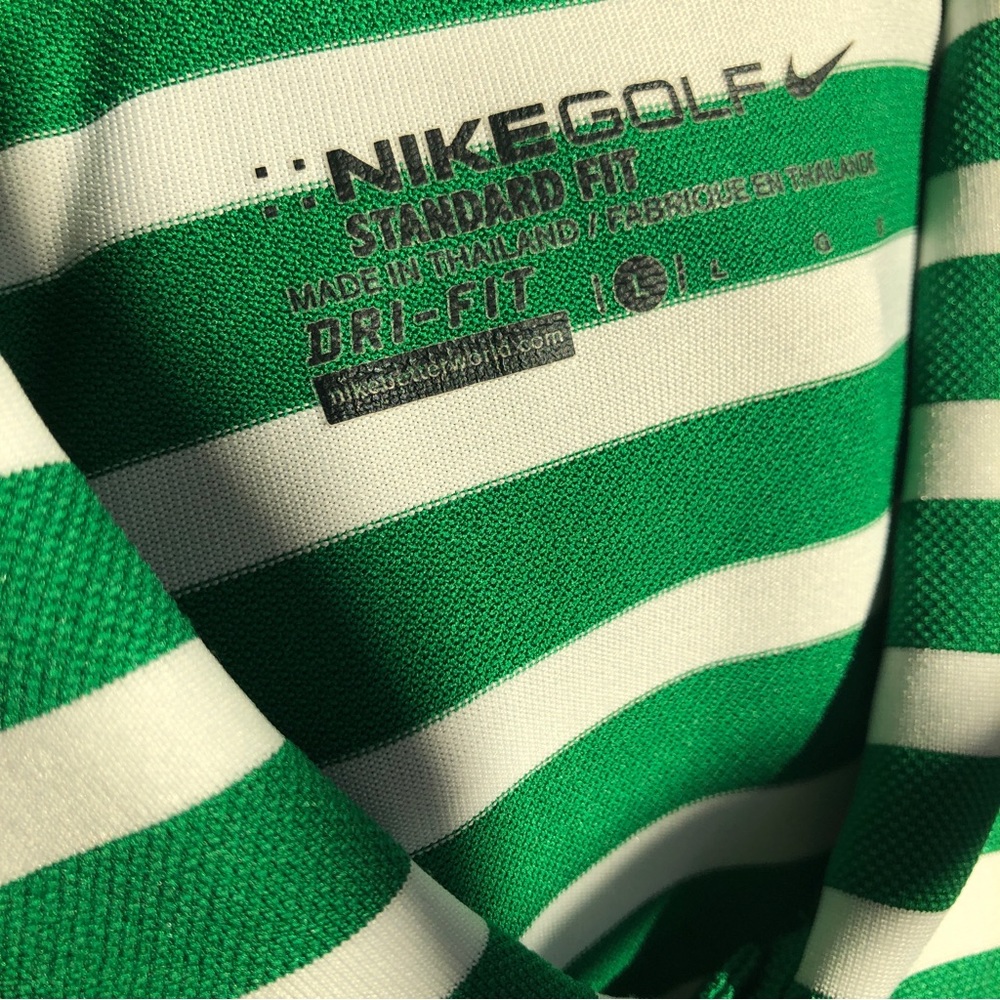 NIKE Golf Standard Dri-Fit Green Stripes Polo Short Sleeve Shirt Sz Large - Picture 8 of 12